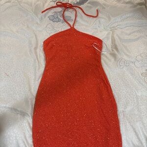 Windsor Red Bodycon Halter Dress for Night Out